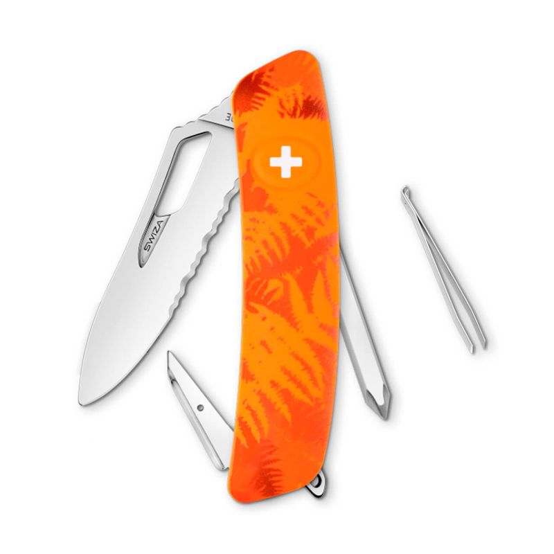 Navaja POLISHED Single Hand Wavy Edge SHO2 TR, 7 funciones, camo hojas naranja