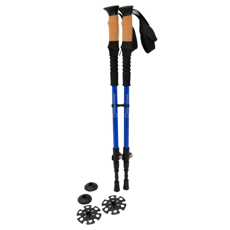 Set bastones Adventure Nat Geo para trekking, azul (carga máxima de 100 kg)