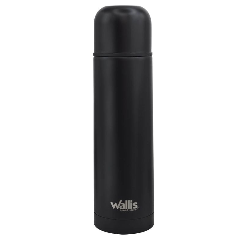 Termo de acero inoxidable con válvula antiderrames y tapa rosca, 500 ml, negro