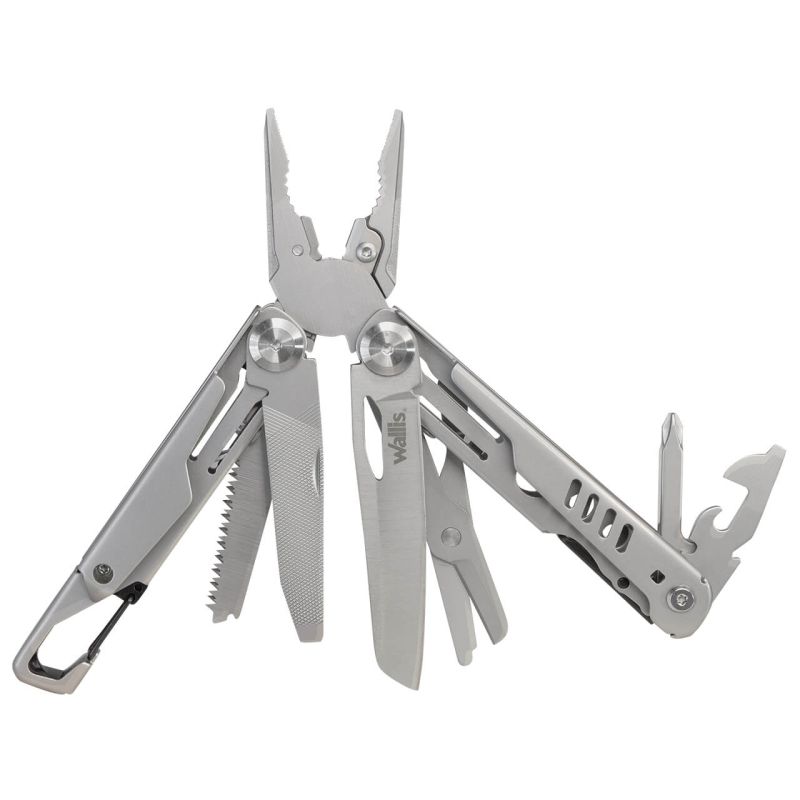 Multiherramienta con pinza de 13 usos, mango acero mate con funda