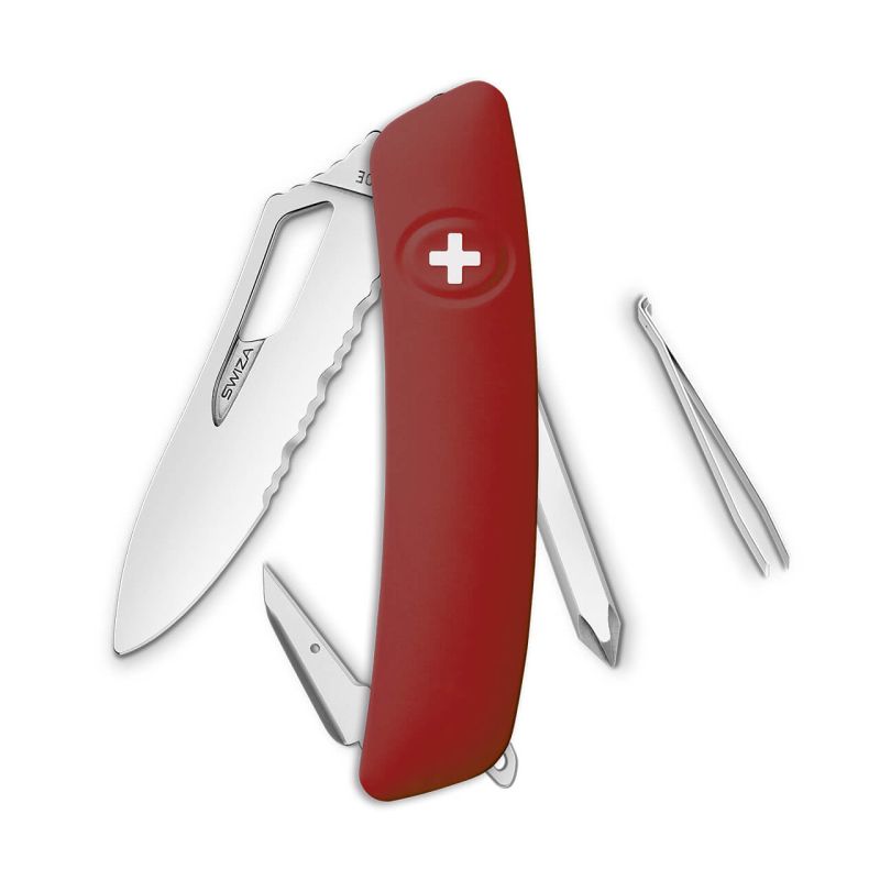 Navaja POLISHED Single Hand Wavy Edge SHO2 TR, 7 funciones, rojo oscuro