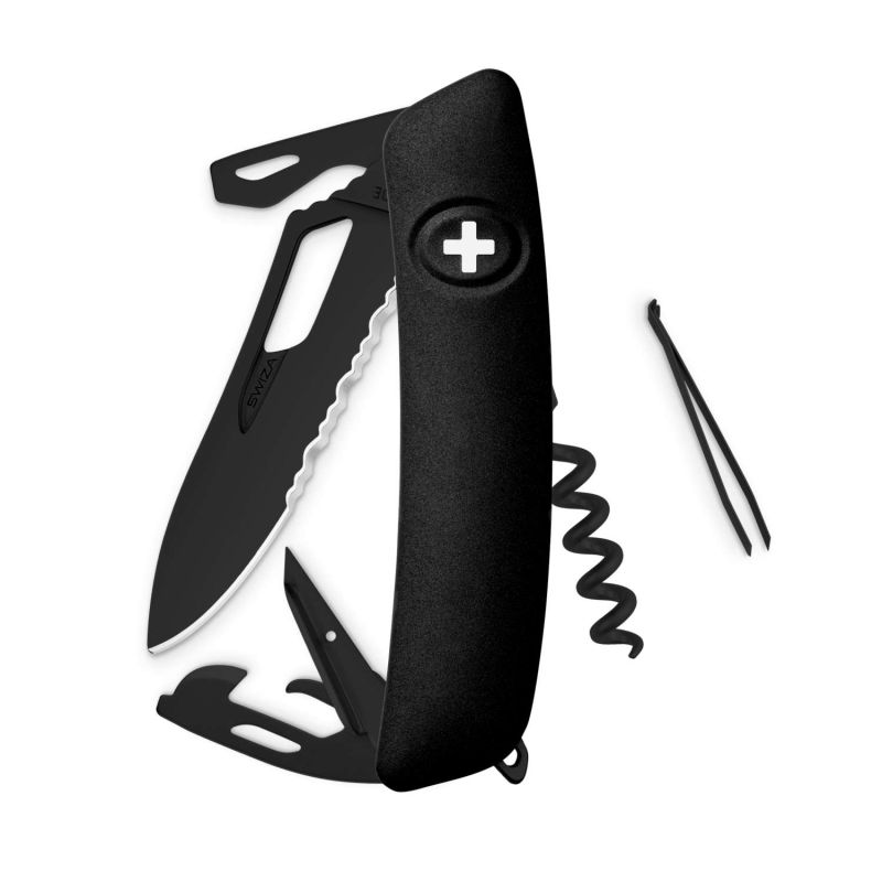 Navaja ALLBLACK Single Hand Wavy Edge SH03 TR, 12 funciones, negro