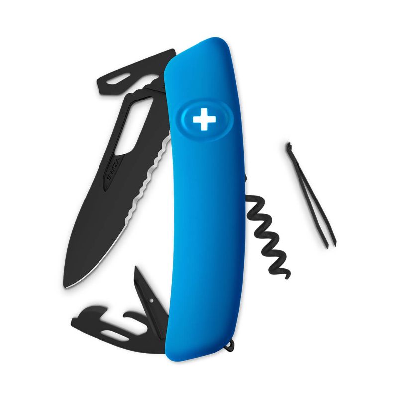 Navaja ALLBLACK Single Hand Wavy Edge SH03 TR, 12 funciones, azul