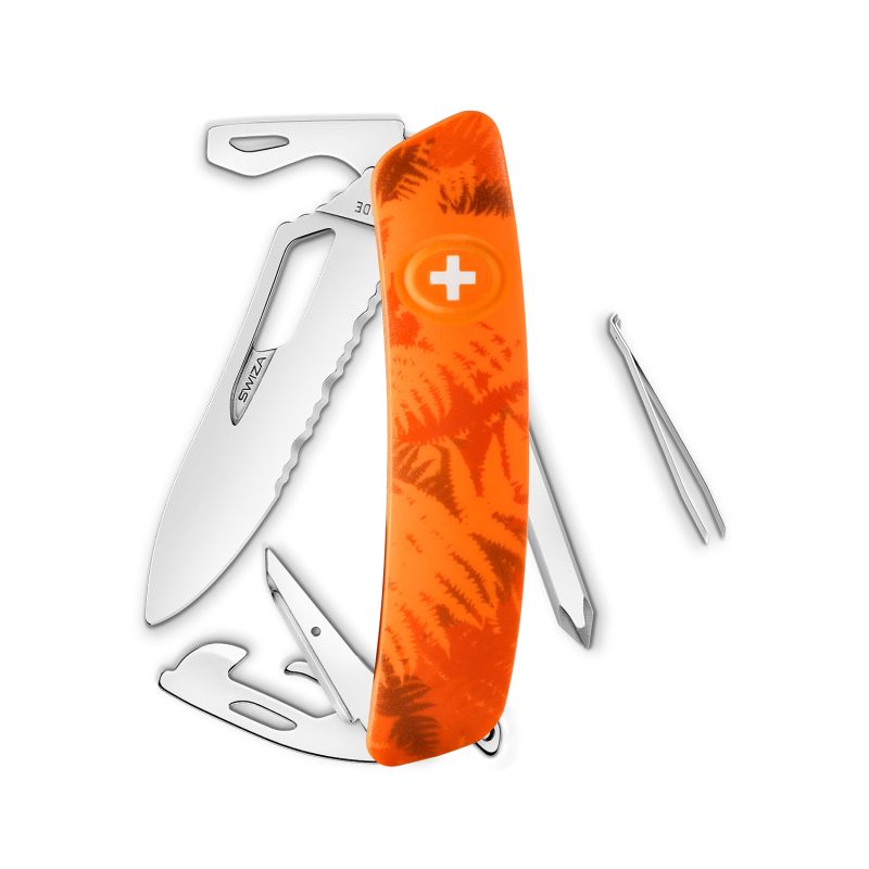 Navaja POLISHED Single Hand Wavy Edge SH04 TR, 12 funciones, camo hojas naranja