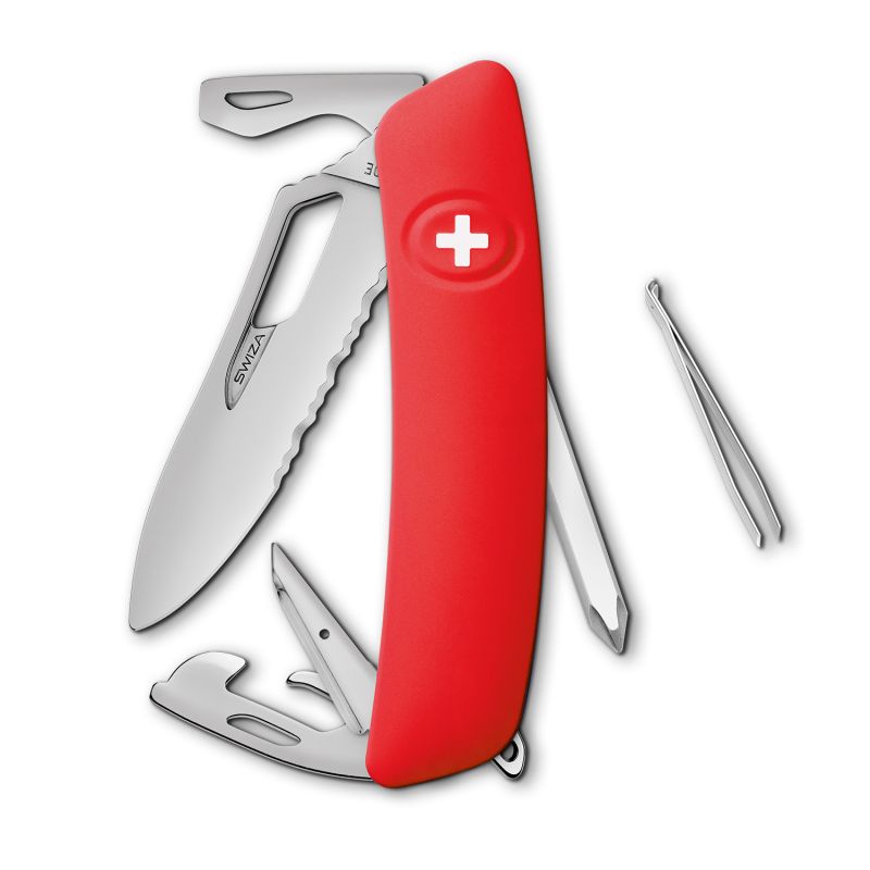 Navaja ALLMATT Single Hand Wavy Edge SH04 TR, 12 funciones, rojo