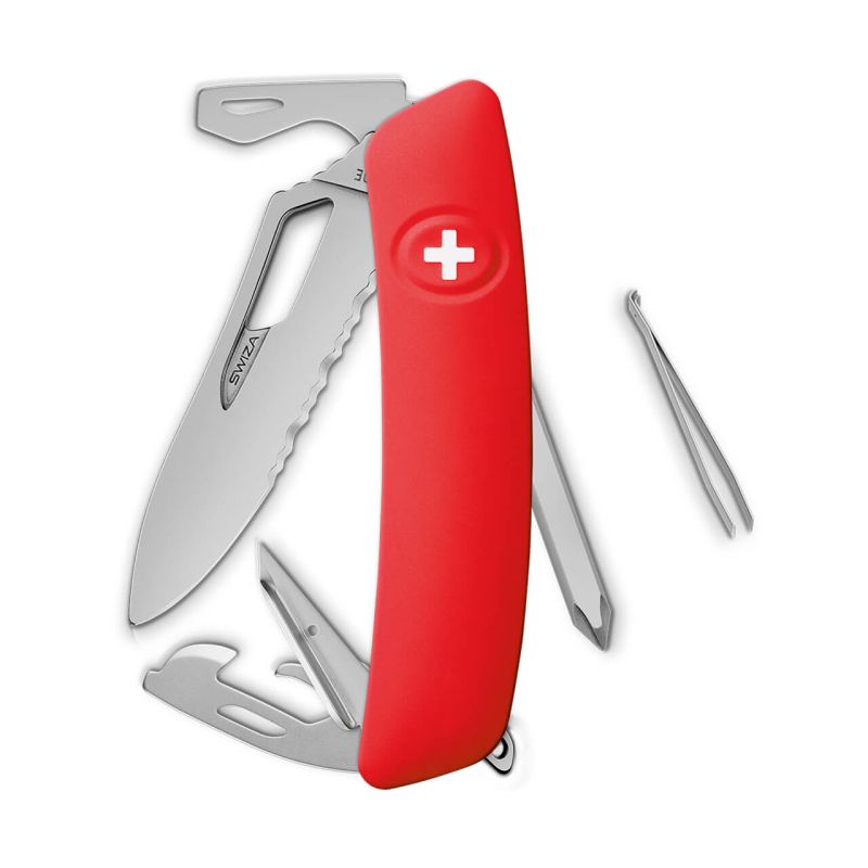 Navaja ALLMATT Single Hand Wavy Edge SH04 TR, 12 funciones, rojo