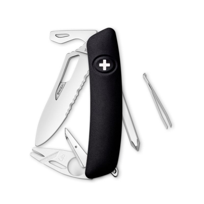 Navaja POLISHED Single Hand SH04 TR-TT Wavy Edge, 12 funciones, negro