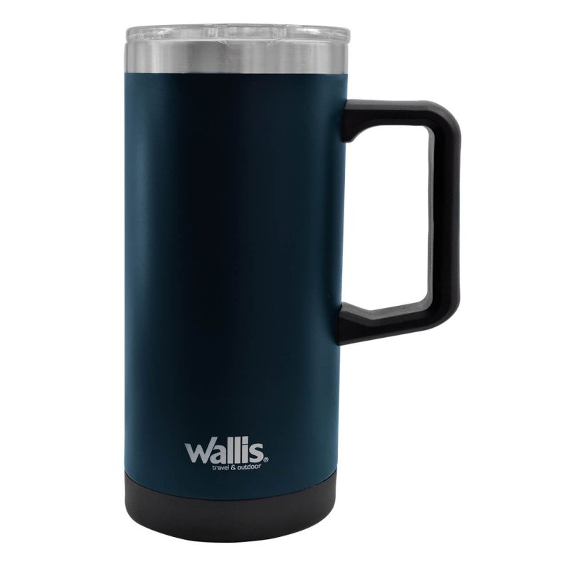 Taza térmica con protector deslizante a salpicaduras, 530 ml, azul oscuro mate