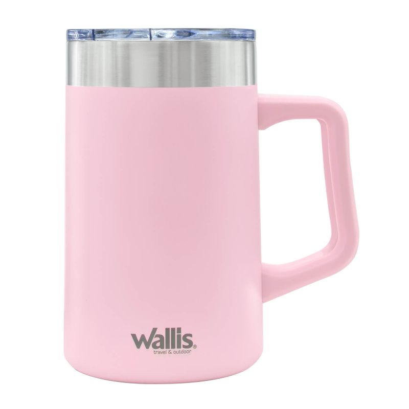 Taza térmica con protector deslizante a salpicaduras, 590 ml, rosa claro mate