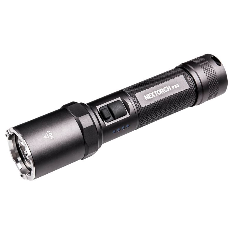 Linterna de luz LED, recargable, con cable USB tipo C, resistente al agua, negro