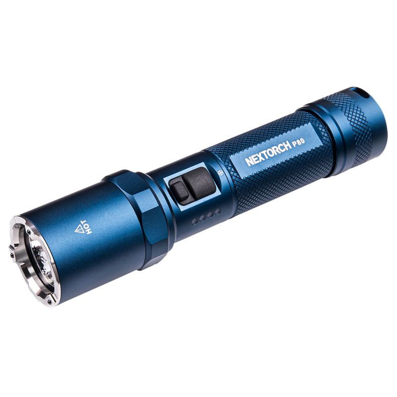 Linterna de luz LED, recargable, con cable USB tipo C, resistente al agua, azul