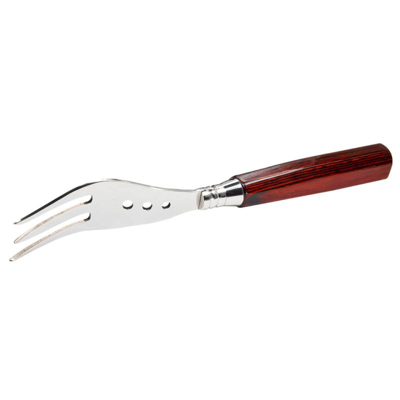 Tenedor Gaucho, para asado y camping, acero inoxidable 303, mango de Juma azul