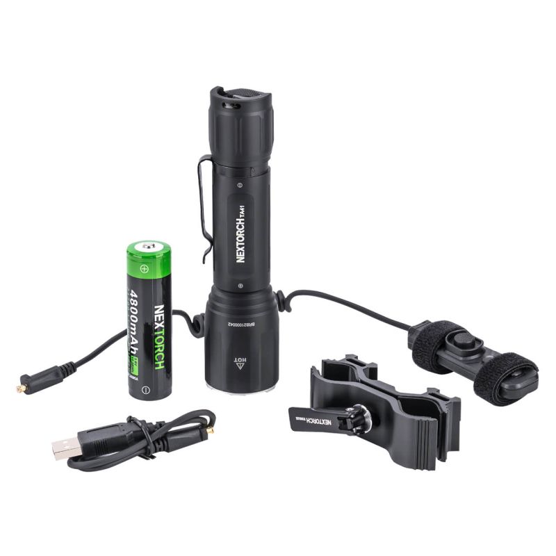 Linterna de luz LED recargable, para cacería, con cable USB tipo UC4, resistente al agua